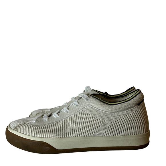 Rothy’s The Lace up Sneaker Womens Size 8 Vanilla Blue Woven Discontinued HTF - Picture 2 of 12